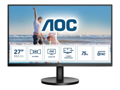 AOC | Monitor | Q27B3MA | 27 " | VA | QHD | 16:9 | 75 Hz | 4 ms | 2560 x 1440 | 250 cd/m² | HDMI ports quantity 1 | Black | Warr