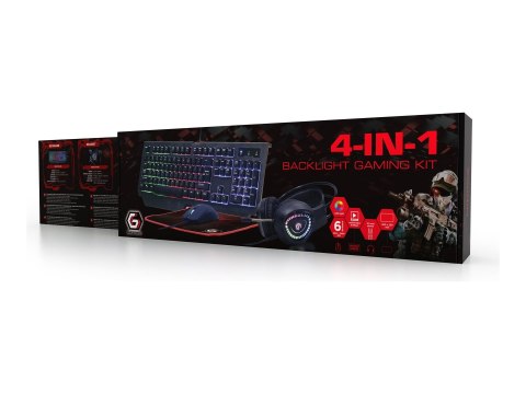 Zestaw do gier Gembird | 4 w 1 "Phantom" z podświetleniem RGB | GGS-UMGL4-01 | Przewodowy | US | USB