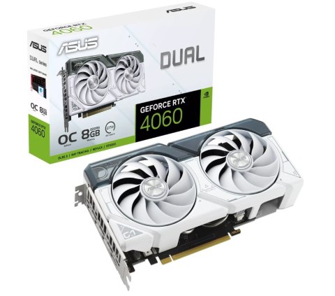 Asus | DUAL-RTX4060-O8G-WHITE | NVIDIA | 8 GB | GeForce RTX 4060 | GDDR6 | Ilość portów HDMI 1 | PCI Express 4.0 | Taktowanie pa