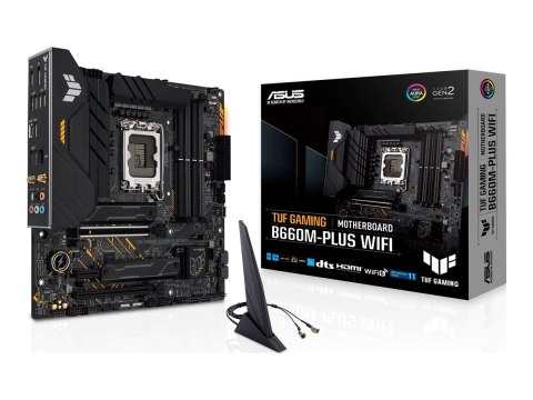 Asus | TUF GAMING B660M-PLUS WIFI | Rodzina procesorów Intel | Gniazdo procesora LGA1700 | DDR5 | Liczba złączy SATA 4