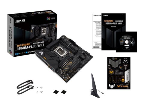 Asus | TUF GAMING B660M-PLUS WIFI | Rodzina procesorów Intel | Gniazdo procesora LGA1700 | DDR5 | Liczba złączy SATA 4