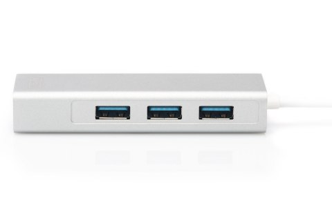 Digitus | 3-portowy koncentrator USB typu C + Gigabit Ethernet