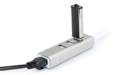 Digitus | 3-portowy koncentrator USB typu C + karta sieciowa Fast Ethernet | DA-70253