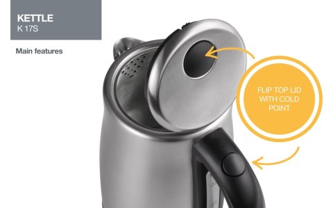 Gorenje | Kettle | K17S | Electric | 2000 W | 1.7 L | Stainless steel | 360° rotational base | Stainless steel