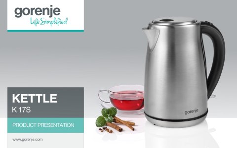 Gorenje | Kettle | K17S | Electric | 2000 W | 1.7 L | Stainless steel | 360° rotational base | Stainless steel
