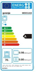 Gorenje | Kuchenka | MEKS5141B | Typ płyty gazowa | Typ piekarnika elektryczna | Czarna | Szerokość 50 cm | Głębokość 59,4 cm |