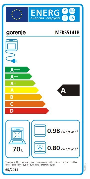 Gorenje | Kuchenka | MEKS5141B | Typ płyty gazowa | Typ piekarnika elektryczna | Czarna | Szerokość 50 cm | Głębokość 59,4 cm |