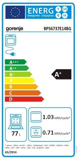 Gorenje | Piekarnik | BPS6737E14BG | 77 L | Wielofunkcyjny | Piroliza | Elektroniczny | Funkcja pary | Wysokość 59,5 cm | Szerok