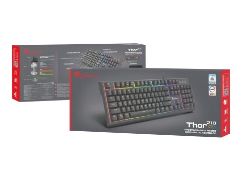 Klawiatura do gier Genesis | THOR 210 RGB | Klawiatura gamingowa | Podświetlenie LED RGB | UK | Czarna | Przewodowa | 1.60 m | H