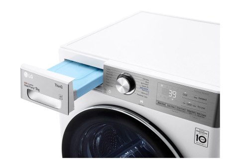 LG | Suszarka | RH90V9AV2QR | Klasa efektywności energetycznej A+++ | Ładowana od przodu | 9 kg | LED | Głębokość 69 cm | Wi-Fi