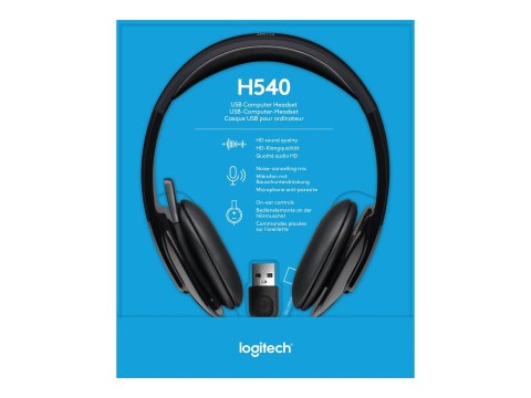 Logitech | Zestaw słuchawkowy | H540 | Nauszny USB Typ-A | Czarny