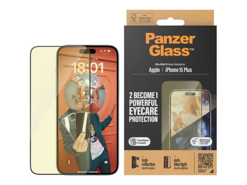 PanzerGlass | Ochraniacz ekranu | Apple | iPhone 15 Plus | Szkło | Przezroczysty | Ultra-Wide Fit; Łatwa instalacja; Odporny na