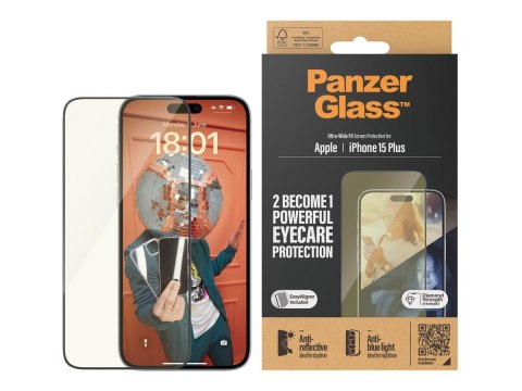 PanzerGlass | Ochraniacz ekranu | Apple | iPhone 15 Plus | Szkło | Przezroczysty | Ultra-Wide Fit; Łatwa instalacja; Odporny na