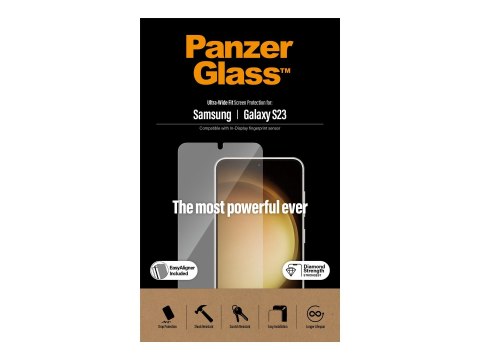 PanzerGlass Screen Protector Samsung Galaxy S23, Ultra-Wide Fit W. Easyaligner | PanzerGlass