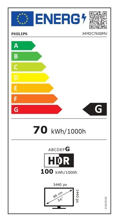 Philips | Curved Gaming Monitor | 34M2C7600MV/00 | 34 " | VA | WQHD | 21:9 | 165 Hz | 2,5 ms | Nie | 3440 x 1440 | 720 cd/m² | P