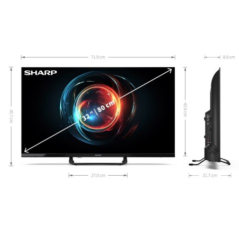 Sharp | 32FH8E | 32" (81cm) | Smart TV | Android 11 | FHD | Czarny