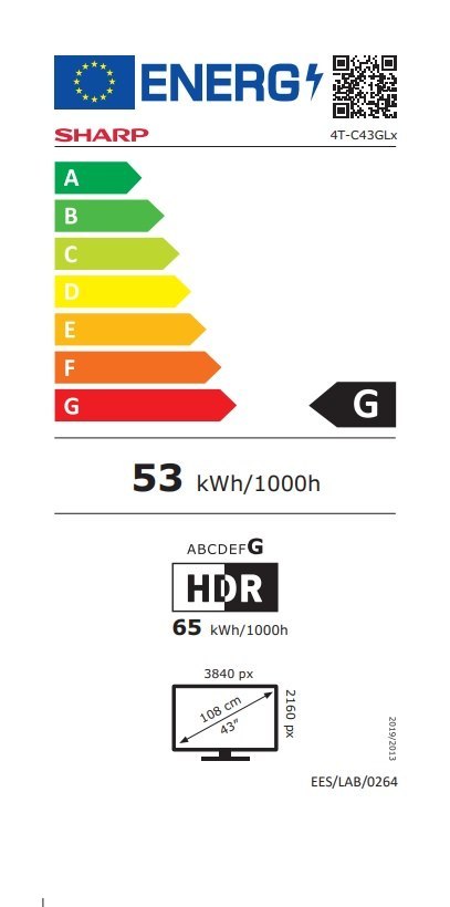 Sharp | 43GL4260E | 43" (108cm) | Smart TV | Google | 4K UHD | Czarny