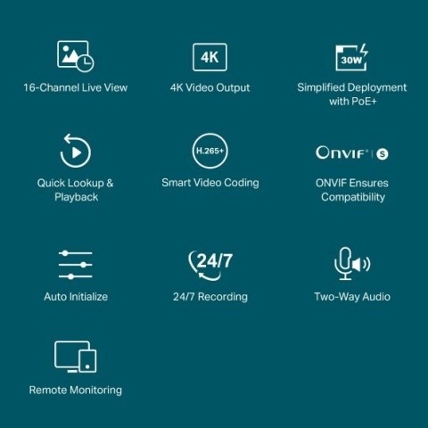 Sieciowy rejestrator wideo TP-LINK | PoE+ | VIGI NVR2016H-16P | 2 | 16-kanałowy