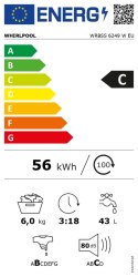 Whirlpool Washing machine | WRBSS 6249 W EU | Energy efficiency class C | Front loading | Washing capacity 6 kg | 1200 RPM | Dep