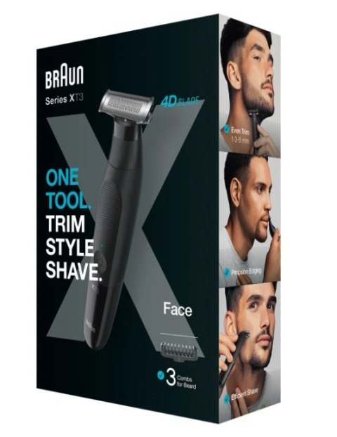 Braun Beard Trimmer | Series XT 3100 | Cordless | Number of length steps 3 | Black