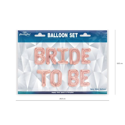 Zestaw balonów napis Bride To Be, Rose Gold, 40 cm