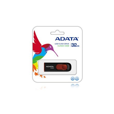 ADATA | C008 | 32 GB | USB 2.0 | Czarny/Czerwony