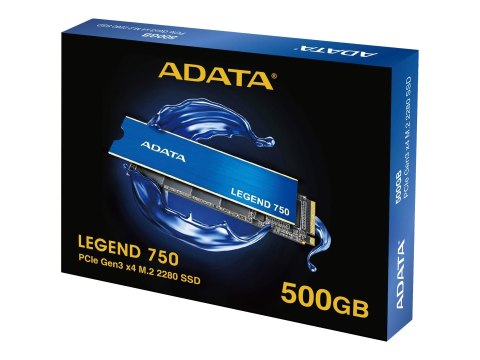 ADATA | LEGEND 750 | 500 GB | SSD form factor M.2 2280 | Solid-state drive interface PCIe Gen3x4 | Read speed 3500 MB/s | Write