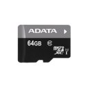 ADATA Premier | Karta pamięci flash | 64 GB | Karta pamięci microSDXC UHS-I | Klasa prędkości UHS Class 1 / Class10