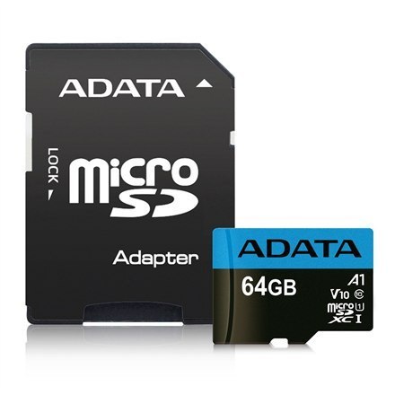 ADATA Premier | Karta pamięci flash | 64 GB | Karta pamięci microSDXC UHS-I | Klasa prędkości UHS Class 1 / Class10