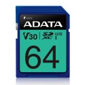 ADATA Premier Pro | Karta pamięci flash | 64 GB | Karta pamięci SDXC UHS-I | Klasa prędkości wideo V30 / UHS-I U3 / Class10