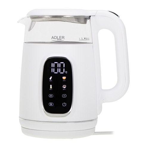 Adler Kettle with LED Display | AD 1305 | Electric | 2200 W | 1.7 L | Plastic | 360° rotational base | White/Silver