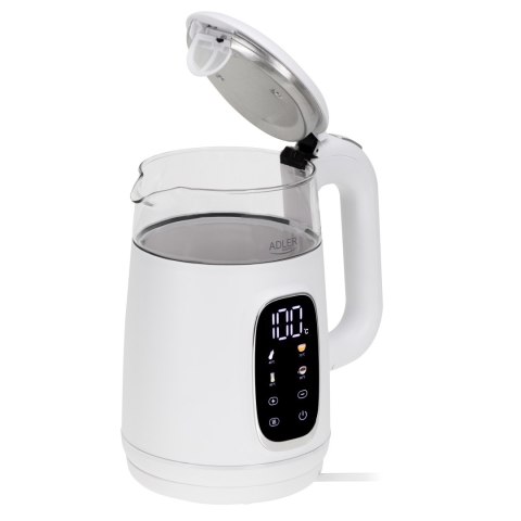 Adler Kettle with LED Display | AD 1305 | Electric | 2200 W | 1.7 L | Plastic | 360° rotational base | White/Silver