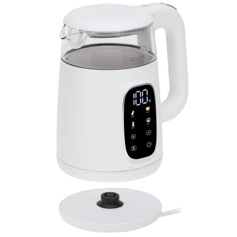 Adler Kettle with LED Display | AD 1305 | Electric | 2200 W | 1.7 L | Plastic | 360° rotational base | White/Silver