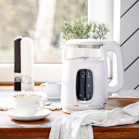 Adler Kettle with LED Display | AD 1305 | Electric | 2200 W | 1.7 L | Plastic | 360° rotational base | White/Silver