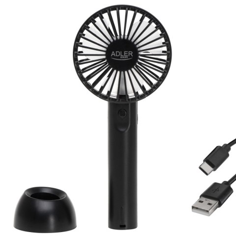 Adler Mini USB Fan | AD 7338 | Desk fan | Black | Diameter 7 cm | Number of speeds 3