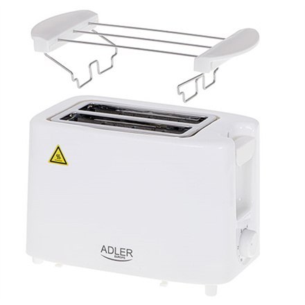 Adler | Toster | AD 3223 | Moc 750 W | Liczba gniazd 2 | Materiał obudowy Plastik | Biały