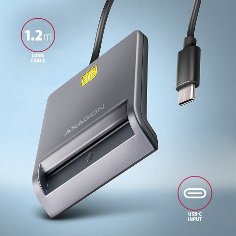 AXAGON CRE-SM3TC USB-C Czytnik kart inteligentnych/kart identyfikacyjnych, kabel 1,2 m | AXAGON