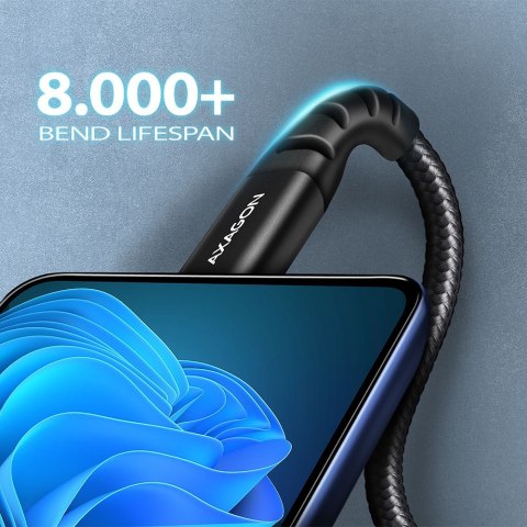 AXAGON Data and charging cable, 1.5 m | BUCM-AM15AB | USB Type-C to USB Type-A