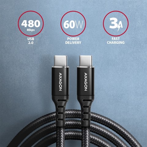 AXAGON Data and charging cable, 1.5 m | BUCM-CM15AB | USB Type C to USB Type C