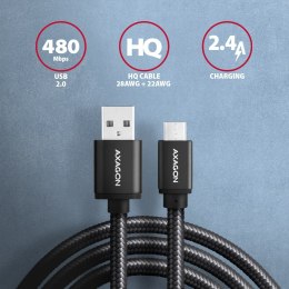 AXAGON Data and charging cable, 1.5 m | BUMM-AM15AB | USB Type A to USB Type Micro