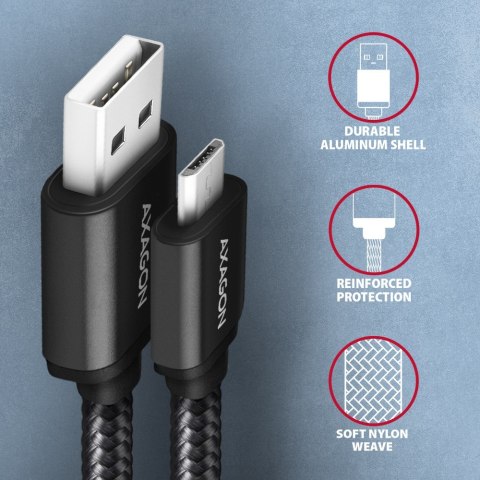 AXAGON Data and charging cable, 1.5 m | BUMM-AM15AB | USB Type A to USB Type Micro