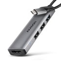 AXAGON HMC-H3A hub USB 5Gbps, 3x USB-A, HDMI 4k/30Hz, kabel USB-C 15cm | AXAGON