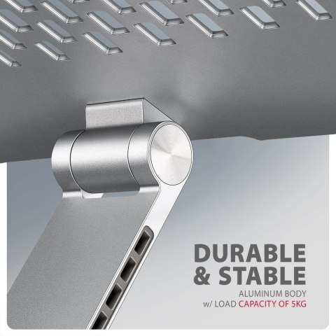 AXAGON STND-LR Obrotowa podstawka aluminiowa do laptopów 10" - 17", regulowana wysokość i kąt nachylenia | AXAGON