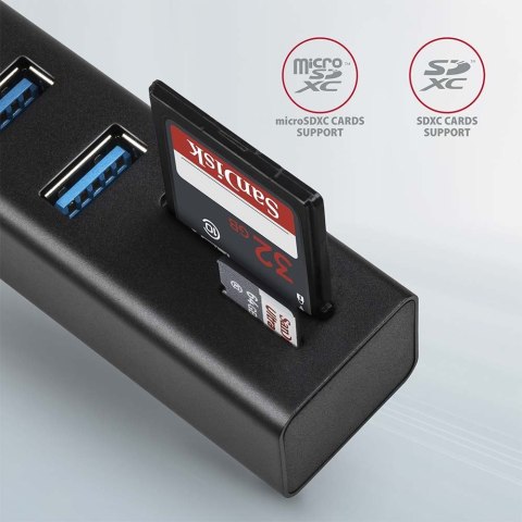 AXAGON SuperSpeed USB-A Hub and Card Reader | HMA-CR3A