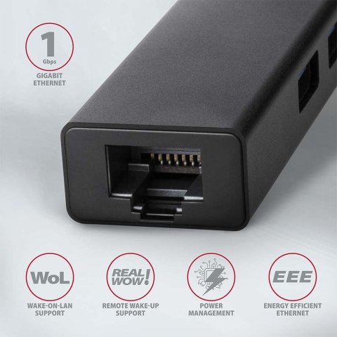AXAGON SuperSpeed USB-A Hub and Gigabit LAN | HMA-GL3A