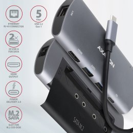 AXAGON SuperSpeed USB-C Combo 6in1 Hub | HMC-6M2