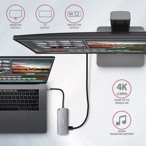 AXAGON SuperSpeed USB-C Combo 6in1 Hub | HMC-6M2