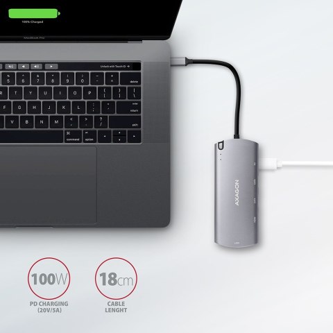 AXAGON SuperSpeed USB-C Combo 6in1 Hub | HMC-6M2