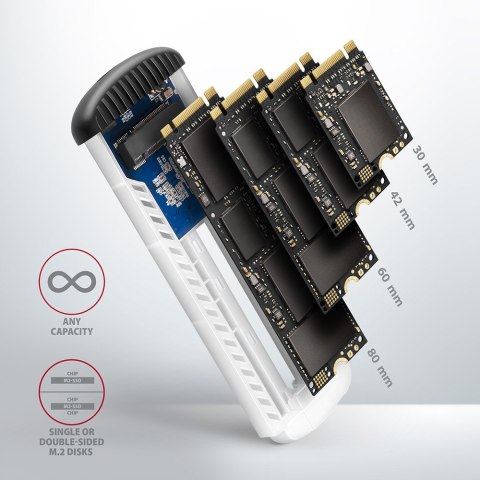 AXAGON SuperSpeed USB Micro-B - M.2 SATA SSD Ribbed Box | EEM2-SA