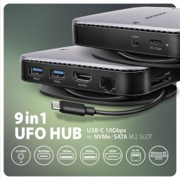 AXAGON USB-C 10Gbps UFO 9in1 Hub | HMC-UFO